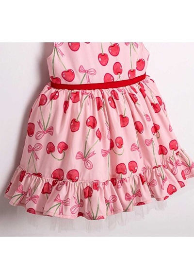 Ministok Shine Cherry Askılı Kız Çocuk Elbise Pembe