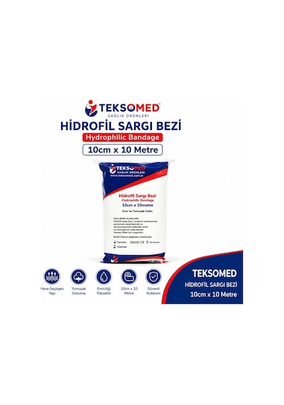 Teksomed Hidrofil Sargı Bezi 10cmx10 Metre 5 Adet