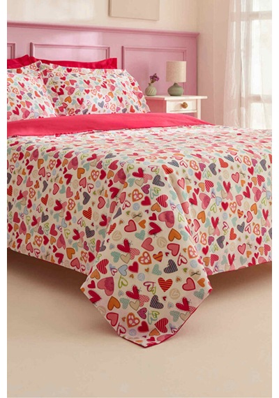 Sarah Anderson Amour Glow Kalp Desenli Çift Kişilik Nevresim Takımı Multicolour