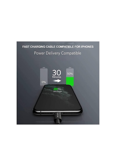Horizontal 20w Type C To Lightning iPhone Apple Uyumlu iPad Hızlı Şarj Ve Data Kablosu Space Gray Brt 3 Met Standart