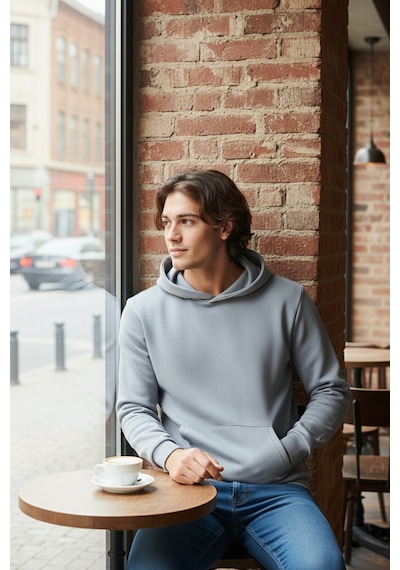 Buratti Regular Fit Kapüşonlu Kanguru Cepli Içi Tüylü Yumuşak Şardonlu Erkek Sweat 5905281 Açık Gri