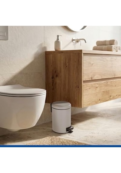 Leman Taupe 3l Entegre Atık Torbası Tutuculu Kozmetik Pedal Kutusu Gri - Gri-kahverengi