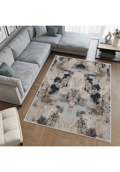 Rovigo Home Dijital Baskı Yıkanabilir Kaymaz Taban Salon Halısı Rvg0394 Kahverengi