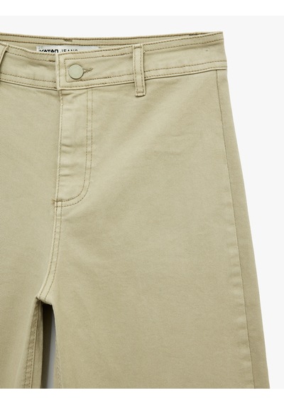 Koton Cepli Rahat Kalıp Kesik Paça Yüksek Bel Jean Pantolon - Culoette Jean Haki 7wal40002mw Koton Cepli Rahat Kalıp Kesik Paça Yüksek Bel Jean Pantolon - Culoette Jean Haki 7wal40002mw