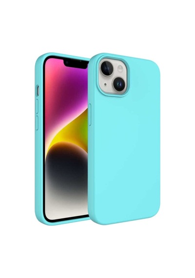 Apple Uyumlu iPhone 14 Kılıf Sıvı Teknolojili Silinebilir Sert Zore Kivi Kapak Turkuaz