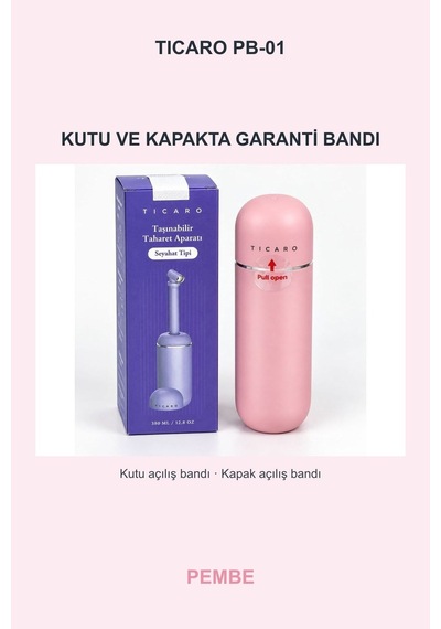 Tıcaro Pb-01 Portatif Taharet Şişesi, Manuel, 380 Ml, Pembe