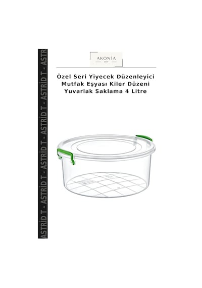 Özel Seri Yiyecek Düzenleyici Mutfak Eşyası Kiler Düzeni Yuvarlak Saklama 4 Litre Çok Renkli