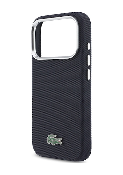 Apple iPhone 17 Pro Kılıf Lacoste Lisanslı M-safe Uyumlu Pvc Pike Desenli İkonik Timsah Logolu Lacivert