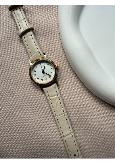 Minimal Kadın Kol Saati Krem Altın 07627717