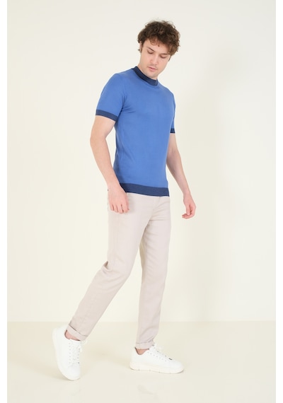 Giyim Dünyası Erkek Yarım Balıkçı Merserize T-shirt Mavi 001