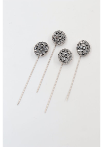 Numetal 4'lü Oval Taşlı Eşarp İğnesi. Şal İğnesi. Türban İğnesi. Başörtü İğnesi. Eşarp Ve Şal İğnesi Gümüş