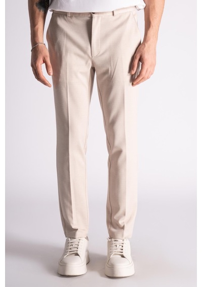 Yan Lastikli Slim Fit Chino Pantalon Bej Bej