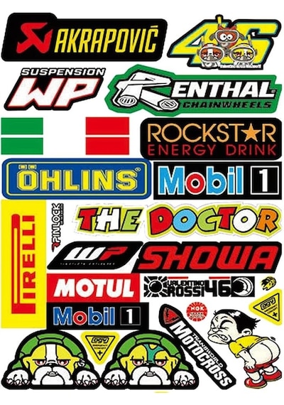 Araba, Motosiklet, Bisiklet, Kask Sponsor Sticker Seti, Çıkartma Etiketi A8037 Model Siyah