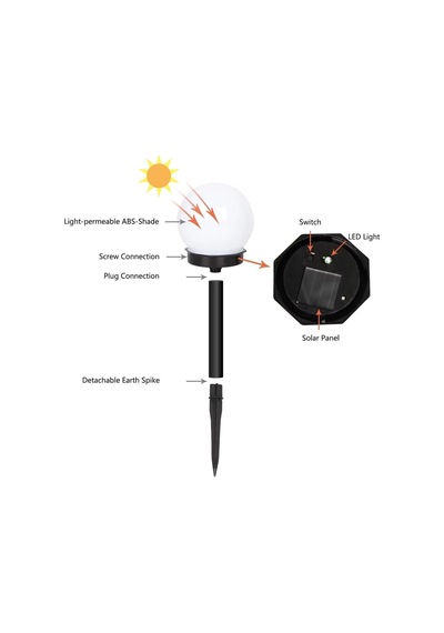 3'lü Güneş Enerjili Solar Bahçe Lambası Yuvarlak Led Çim Aydınlatma Dekoratif Dış Mekan Aydınlatma Diğer