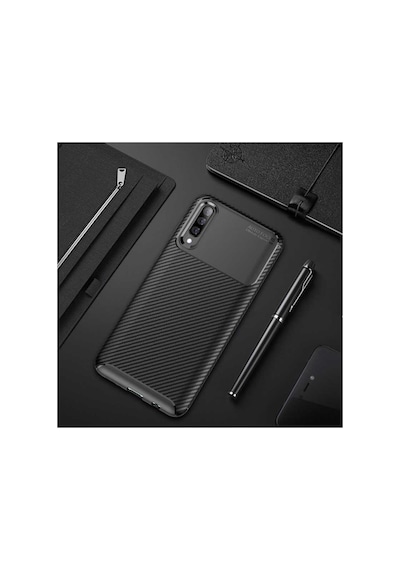Fibaks Galaxy A70 Uyumlu Kılıf Rugged Armor Karbon Tasarım Kapak