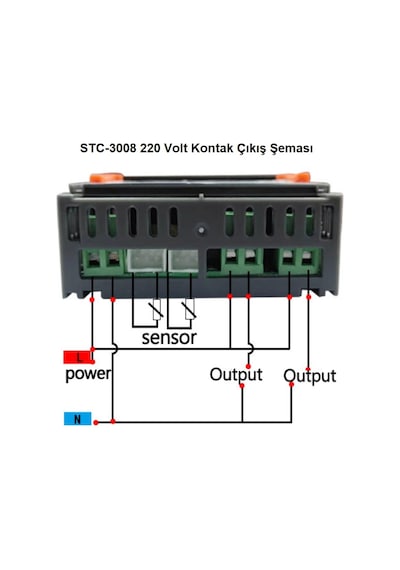 STC-3008 220V 10A Çift Ekranlı Çift Problu Isı Termostatı (NEM ÖLÇMEZ)
