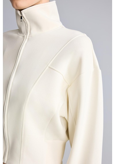 Defacto Standart Fit Dik Yaka Fermuarlı Crop Modal Basic Sweatshirt Hırka H4538ax26auer218 Ekru-er218