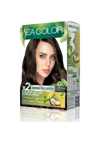 Amonyaksız, Vegan, Doğal, Besleyici Kalıcı Saç Boyası%100 Beyaz Kapama 1 Paket 2 X 50 Ml Boya & Oksidan Koyu Kumral 6.0