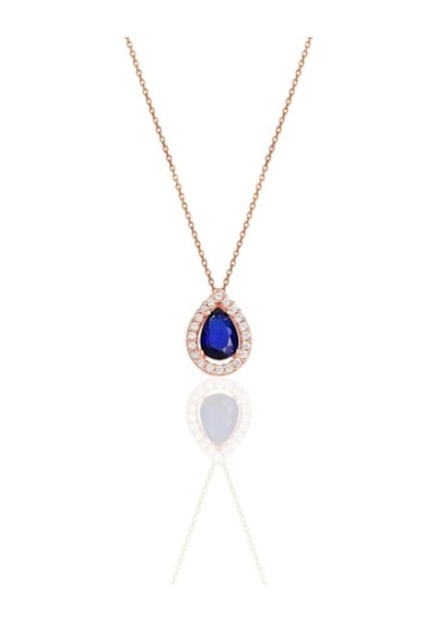 Gümüş Rose Safir Taşlı Damla Modeli Üçlü Set