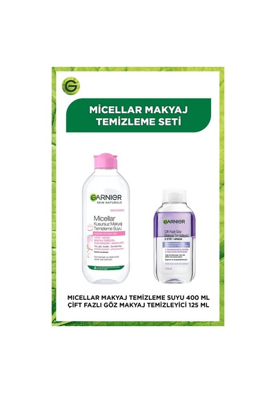 Garnier Micellar Makyaj Temizleme Suyu 400 ML + Çift Fazlı Göz Makyaj Temizleme 125 ML