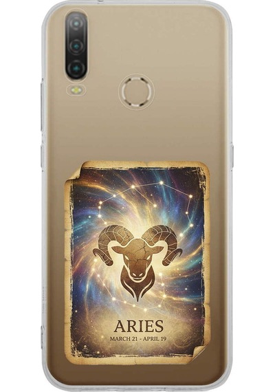 General Mobile Gm 10 İle Uyumlu Burç Kartları Koç Tasarımlı Şeffaf Silikon Kılıf Şeffaf