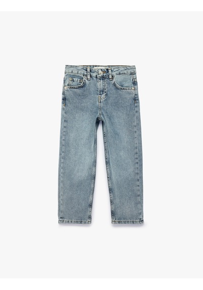 Koton Pamuklu Cepli Loose Fit Denim Pantolon Orta İndigo 7wkb40018td
