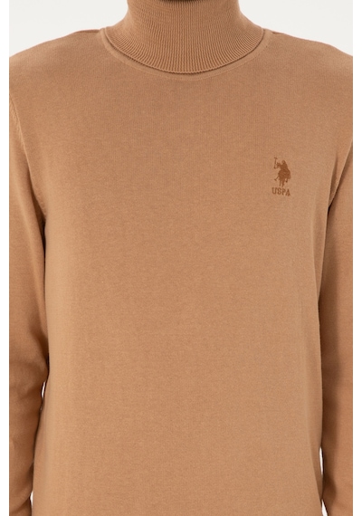 U.S. Polo Assn. Erkek Slim Fit Balıkçı Yaka Camel Melanj Basic Kazak 50288884-VR122 U.S. Polo Assn. Erkek Slim Fit Balıkçı Yaka Camel Melanj Basic Kazak 50288884-VR122
