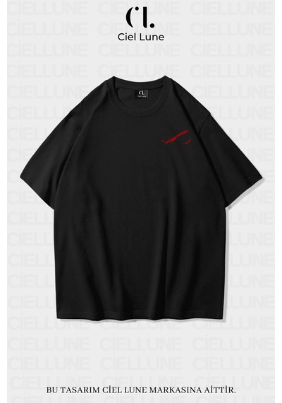Nevermind Unisex Kadın Erkek Red Eyes Baskılı Özel Tasarım Oversi Siyah