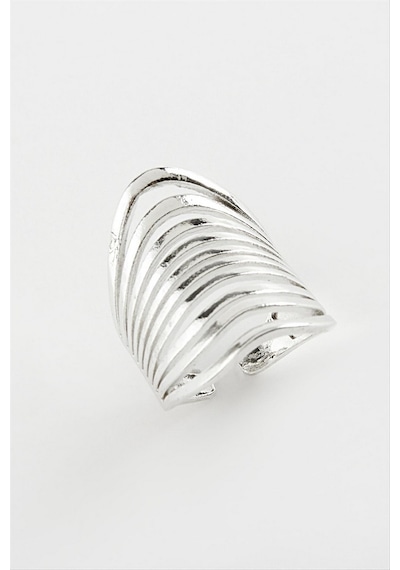 Oval - 827 - Metal Yüzük - - Csmo-tex - Gümüş Rengi