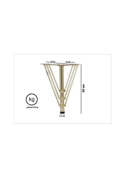 - Üçtel 20 Cm Gold - Metal Ayak - 5 Adet Gold