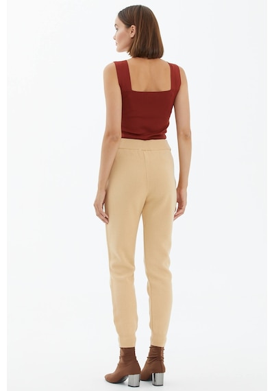 Sementa Kadın Cepli Triko Pantolon - Bej 001