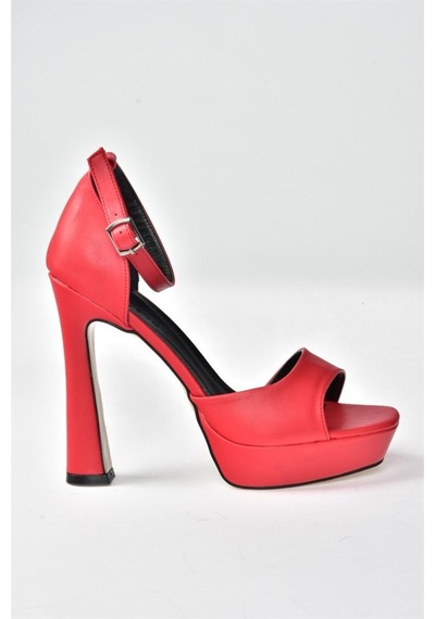 Fox Shoes Kırmızı Platform Kalın Topuklu Kadın Ayakkabı K40458010
