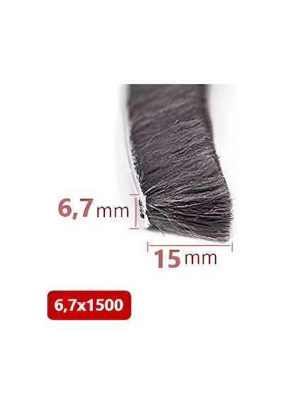Cam Balkon, Sürgülü Kapı Fitili, Kıl Fitil, Taban 6,7 Mm, Yükseklik 15 Mm, Uzunluk 10 Metre 67x1500 Diğer
