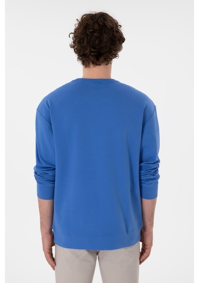 U.S. Polo Assn. Erkek Comfort Fit Bisiklet Yaka İndigo İnce Sweatshirt 50309858-VR028