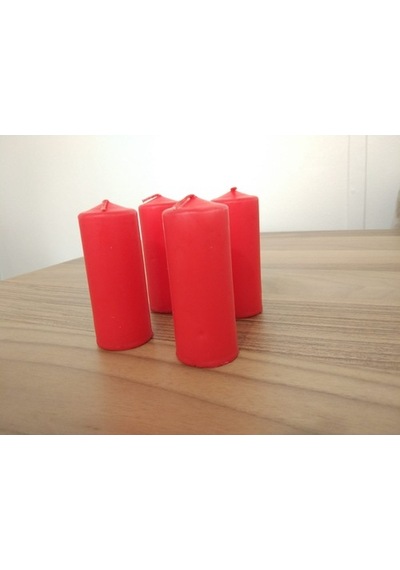 4'Lü Kokusuz Kırmızı Bozkurt Silindir Mum 3.5*9Cm (361458268)