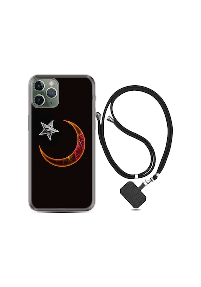 Apple Uyumlu iPhone 12 Pro Kılıf Boyun Askılı Ay Yıldız 1884