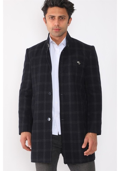 Plt8367 Dewberry Erkek Palto-Desenli Lacivert-Desenli Lacivert