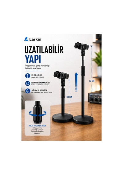 Larkin Ds18 Ağır Taban Masa Tipi Metal Mikrofon Standı