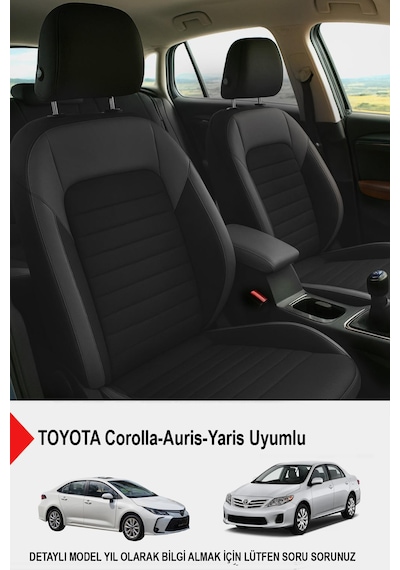 Mocha Taytüyü Oto Koltuk Kılıfı Toyota Corolla-auris-yaris Uyumlu Siyah