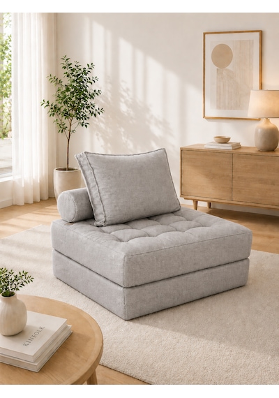 Newness Tekli Koltuk & Puf Açık Gri