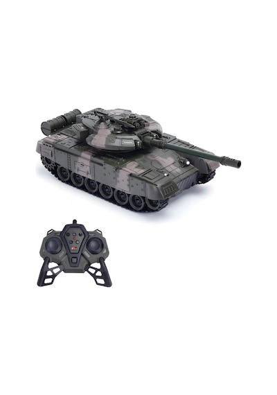 Oyuncak Şarjlı Uzaktan Kumandalı Rc Tank 33 Cm 360 Döner Gövde Işıklı Sesli Atış Efektli Yeşil