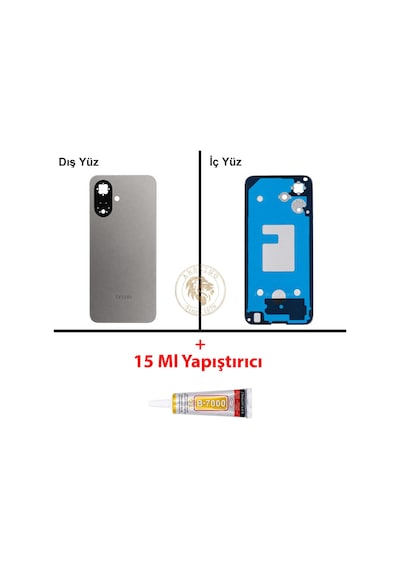 Tecno Spark Go 2 Titanyum Gri Uyumlu Arka Kapak + B7000 Yapıştırıcı Arka Cam Batarya Pil Kapağı Diğer