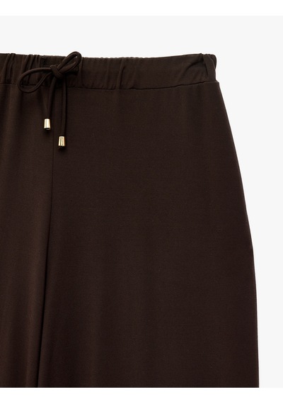 Koton Beli Bağcıklı Standart Bel Straight Fit Pantolon Kahverengi 7wak40029ek Kahve