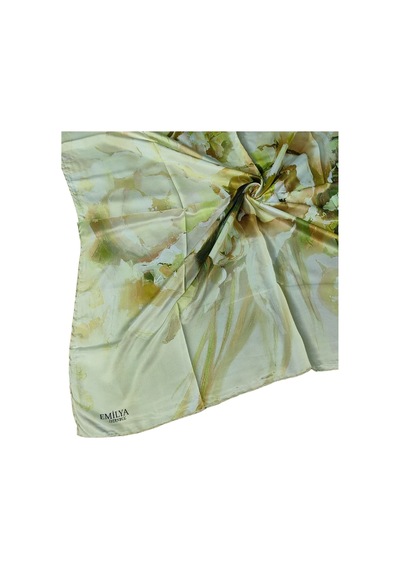 Mim Eşarp Emilya Rayon Çiçek Desenli Eşarp 90x90 Cm Haki