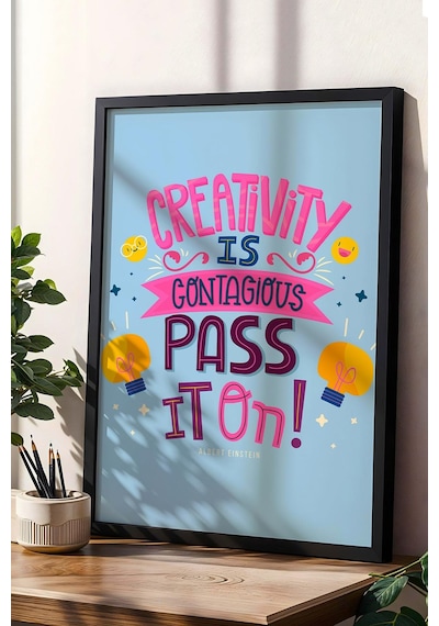 Creativity İs Contagious Pass It On Çerçeveli Tablo - Yaratıcılık Bulaşıcıdır Motivasyon Poster Tablo