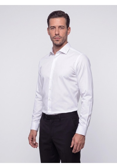 White Stone Beyaz Non-ıron Pamuklu Dynamic Fit Erkek Uzun Kollu Gömlek