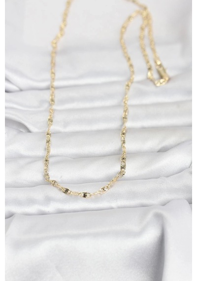 Ceylan Adam Cm 14k Gold Renk Lazerli Gemici Zincir Model 60 Cm Kadın Kolye Çok Renkli