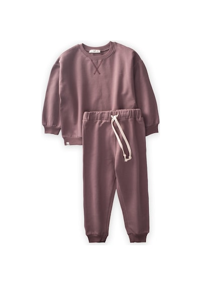 Cigit Basic Karyoka Detaylı Sweatshirt Takım 3-8 Yaş Mürdüm Mürdüm