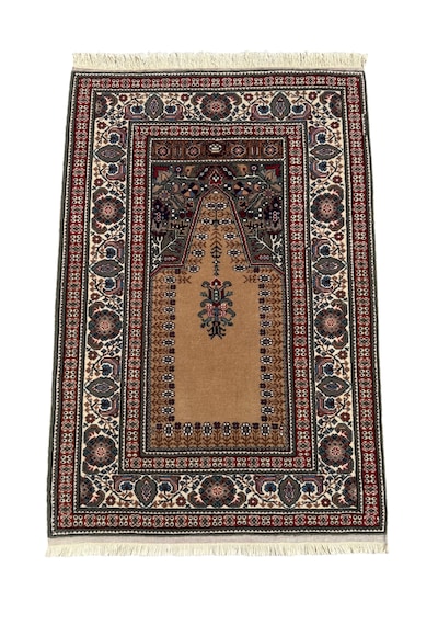El Dokuma Sıfır Bünyan Halısı Seccade 90x135 Kök Boya %100 Yün Namazlık Deve Tüyü