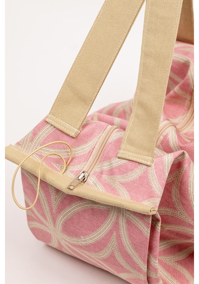Fabric Craft Bag Yemek Taşıma Çantası Duck Kumaş Katlanabilir Büyük Boy Mutfak Taşıma Çantası Gülkurusu